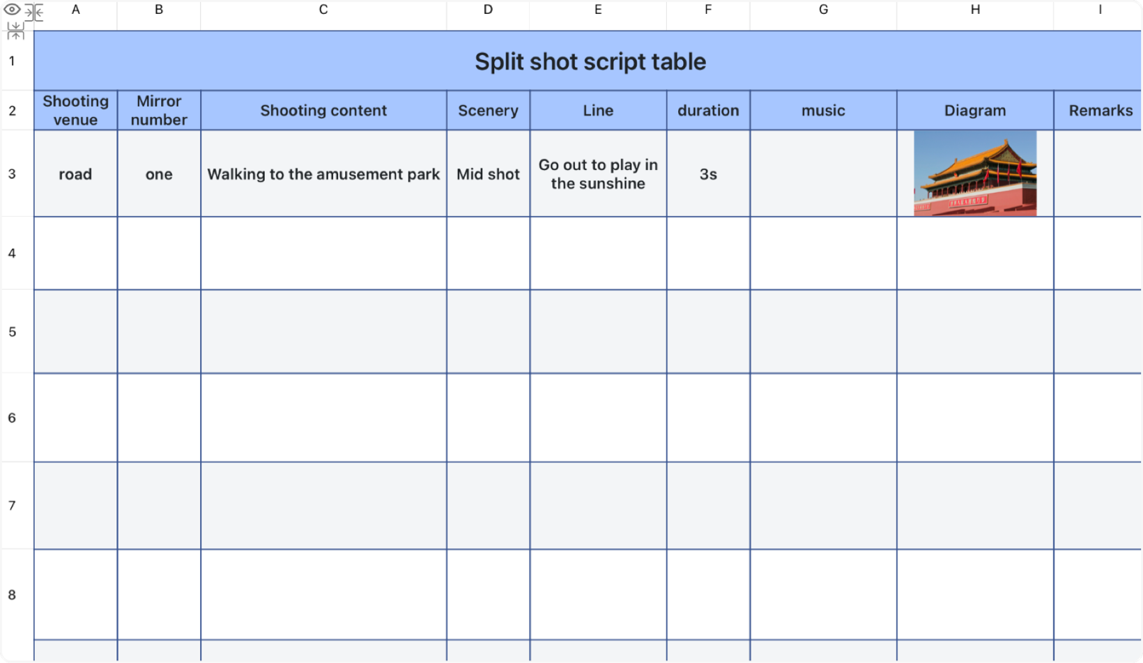Storyboard table 1